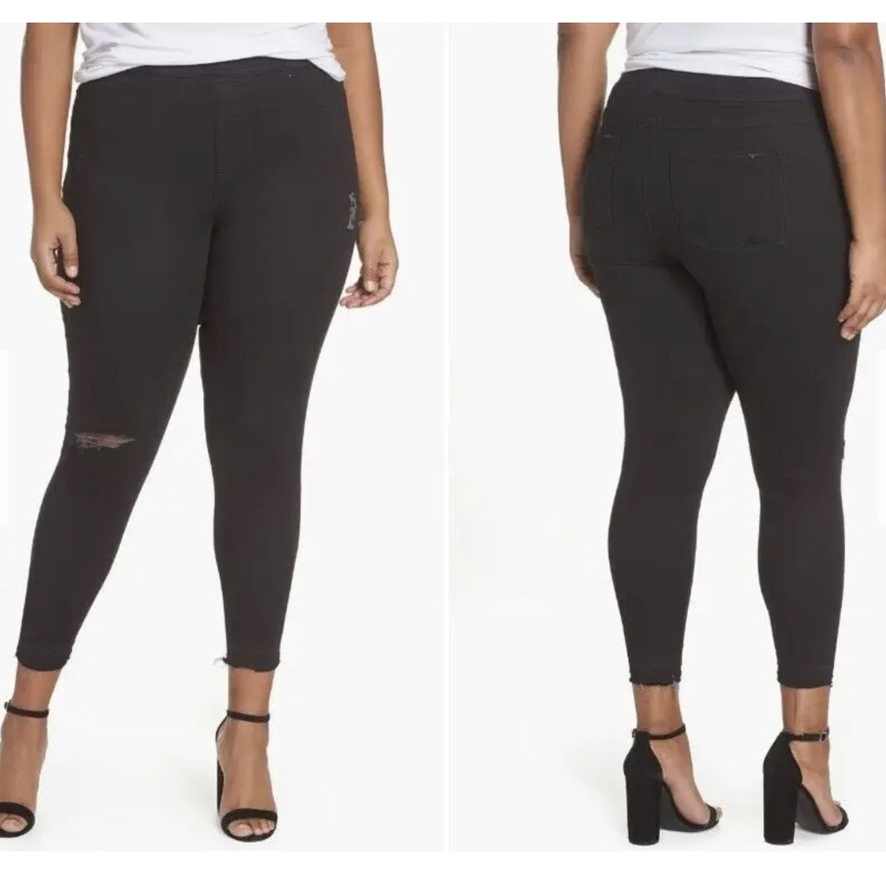 Spanx Women's Black Vintage Distressed Ankle Skinny Stretch Jeans Size 1X